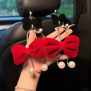 1 шт. крючок на спинку автомобильного сиденья, галстук-бабочка, жемчужный подвесной держатель, вешалка для хранения автомобиля, аксессуары для интерьера, женский автомобильный практичный крючок красный