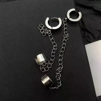 1 шт., круглая длинная цепочка, зажим для ушей, серьги-клипсы из титановой стали без пирсинга Ear Clip