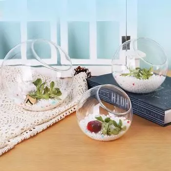 1 шт. Круглая шарообразная ваза с косым горлом, домашний декор, ваза, украшение, гидропонное растение, цветочное устройство, суккулентное растение, террариумный контейнер 8cm