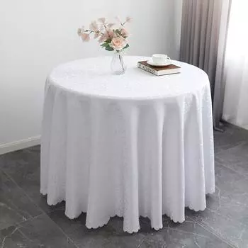 1 шт. Круглая скатерть для вечеринки, жаккардовая скатерть для стола, полиэстер, банкет, свадьба, отель, накладки на стол, украшения для дома Round 140cm