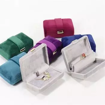 1 шт., круглая золотая пряжка, бархатная шкатулка для колец, упаковочная коробка для пары колец, коробка для хранения сережек серый