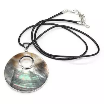 1 шт., круглое ожерелье из ракушек, натуральные ракушки, кулон из перламутра с кожаной веревочной цепочкой, ожерелья для женщин и мужчин, ювелирные аксессуары, подарки 50x50mm