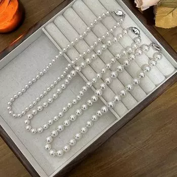 1 шт. Круглое, яркое, искусственное жемчужное ожерелье, французский узел, легкая роскошь, высококачественная цепочка для свитера