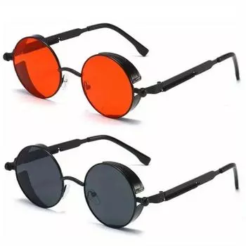 1 шт. круглые металлические солнцезащитные очки винтажные панк мужские модные круглые солнцезащитные очки в стиле стимпанк готический стиль оттенки