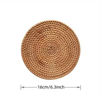 1 шт. круглые салфетки из натурального ротанга, теплоизоляционные салфетки ручной работы, аксессуары для украшения кухни 3.94inch
