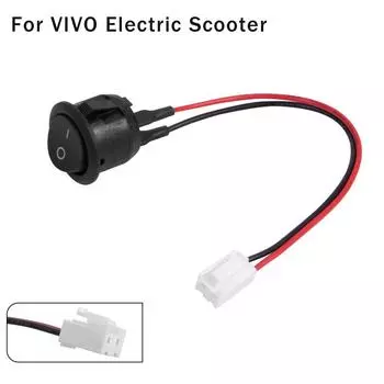 1 шт. круглый переключатель ВКЛ/ВЫКЛ для контроллера порта зарядки электроскутера VIVO, переключатель 12 В ВКЛ/ВЫКЛ, мини-переключатель 20 мм с проводом чёрный