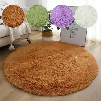 1 шт. круглый шелковый ковер для компьютерного кресла, коврик для стула, плюшевый нескользящий коврик для гостиной и спальни 40cm фиолетовый