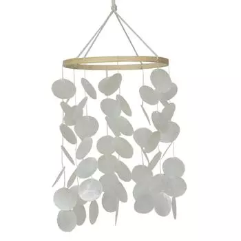 1 шт., круглый сплошной цвет, украшение на стену для спальни, балкона, в виде ракушки, колокольчиков, уличное украшение для сада, Ловец снов белый