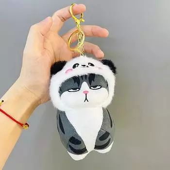 1 шт. крутая плюшевая кукла-кошка с головой, брелок, изысканный милый кулон для школьного рюкзака, мягкая милая кукла, украшение