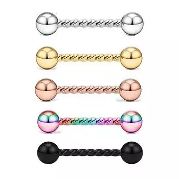 1 шт., крутой прямой стержень, кольцо-гвоздик для языка, кольцо из нержавеющей стали, кольцо-гвоздик для пирсинга сосков, модные ювелирные изделия