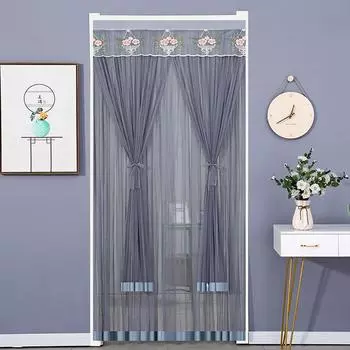 1 шт., кружевная полиэстеровая противомоскитная сетка для двери, подвесная занавеска для двери, боковая подвеска, свободный удар 100x200cm розовый