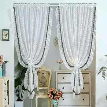 1 шт. кружевная прозрачная занавеска для окна, двери, белые шторы для кухни, гостиной, украшения, вышитые цветочные шторы, домашний декор для стен 150x200cm зелёный