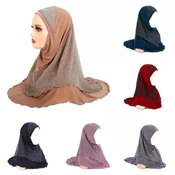 1 шт. кружевная швейная солнцезащитная шаль женская повязка на голову мусульманская защита шеи хиджаб шапка однотонный тюль легкий фиолетовый