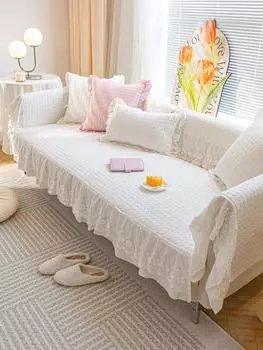 1 шт. кружевная ткань арт чистый хлопок нескользящая диванная подушка подходит для дивана спальни эркер четыре сезона общий 70x70cm белый