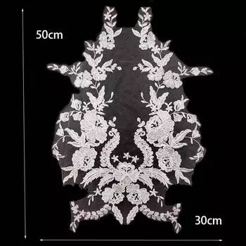 1 шт. кружевная ткань черного цвета, льняного цвета, белая хлопковая вышитая аппликация, сделай сам, высококачественные аксессуары для свадебного платья, ручная работа, скрапбукинг чёрный