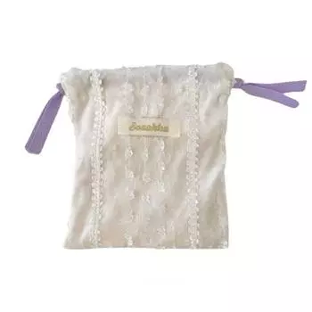1 шт. кружевной чехол для наушников с кабелем и шнурком, портативный чехол для монет и помады, дорожный простой шнурок 14x16 см