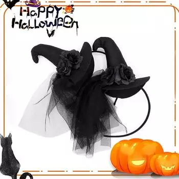 1 шт., кружевной цилиндр для девочек, модные вечерние украшения, шляпа ведьмы, повязка на голову, аксессуары для волос, вечерние