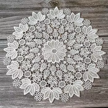 1 шт. кружевной круглый белый вышитый коврик для стола, салфетка для напитков, кружка, подставка под чай, стеклянная салфетка для кухни 30cm x 30cm