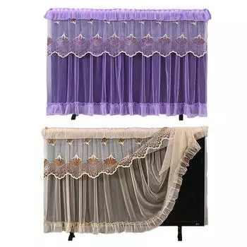 1 шт. кружевной чехол для телевизора из полиэстера, защитный чехол от пыли, универсальный 80*55cm фиолетовый