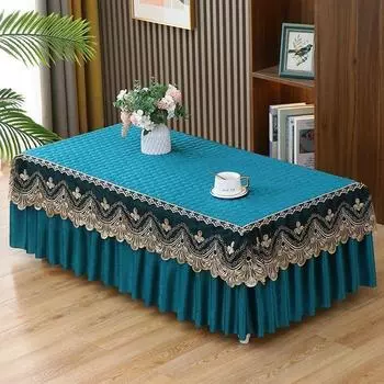 1 шт., кружевной прямоугольный журнальный столик для гостиной, пылезащитный чехол, европейская скатерть, утолщенный противоскользящий чехол верхнего класса 50x100x Height40cm