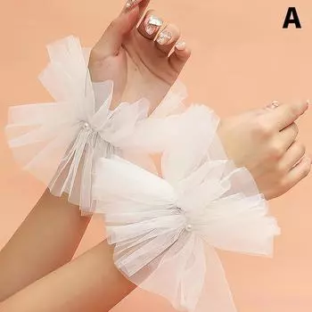 1 шт., кружевные поддельные плиссированные манжеты для дизайна ногтей, реквизит для фотосъемки, искусственные рукава