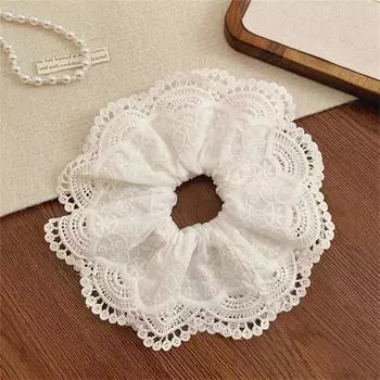1 шт. Кружевные резинки для волос Очень большого размера Двухслойные Белого цвета Резинка для волос Милая Элегантная Эластичная Повязка для волос Женские Аксессуары для волос