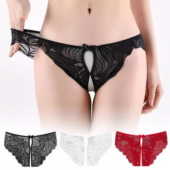 1 шт. кружевные трусики с открытой промежностью нижнее белье дышащие полиамидные ажурные трусы женское нижнее белье трусы с низкой талией эротические L