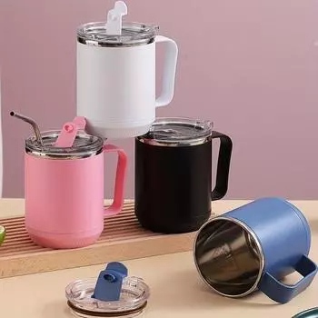 1 шт. кружка для кофе из нержавеющей стали 15,6 унций, термокружка для кофе с крышкой, стаканы для воды для домашнего офиса, дно можно подогревать 401-500ml чёрный