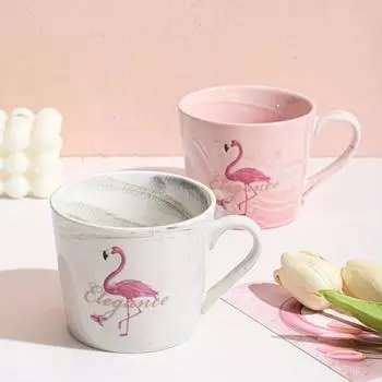 1 шт. Кружка для кофе с принтом фламинго из мрамора, керамическая, для кофе, воды, чая, летняя, зимняя, для питья, свадьбы, дня рождения, подарков на День матери 380ml светло-серый