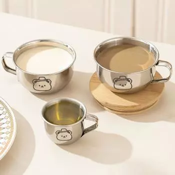 1 шт. кружка для молока, кухонная посуда с ручкой, миски для риса, милая детская чашка для воды, столовая посуда из нержавеющей стали с принтом медведя