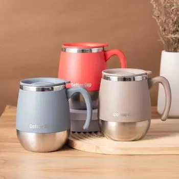 1 шт. Кружка из нержавеющей стали с вращающейся крышкой 500 мл (Синий/Хаки/Красный) Дорожная кружка из нержавеющей стали с крышкой, небьющаяся кружка с ручкой, нержавеющая сталь 401-500ml