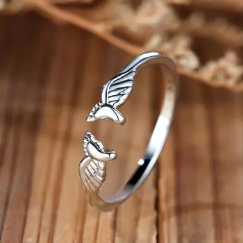 1 шт. Крыло Ангела След Обходное Открытое Кольцо Инкрустация Блестящим Цирконом Милое Кольцо На Палец Ювелирные Изделия День Матери Ювелирные Изделия 6 серебряный