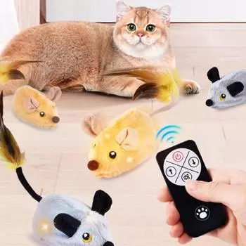 1 шт. крыса забавная игрушка для кошек с дистанционным управлением разноцветная мышь милая беспроводная управляемая игрушка крыса зоотовары кошки зоотовары серый