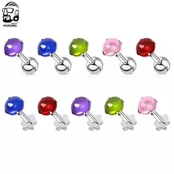 1 шт. кубический циркон, цветной кристалл, лабретка Монро, кольцо для губ, шпильки, стальной камень, 16 г, серьги-гвоздики для носа, хряща, спирали для козелка, серьги для пирсинга Style1 красный