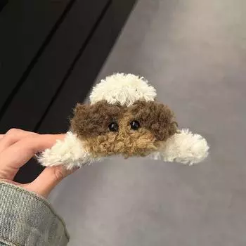 1 шт. Кудрявая милая собачка Осень/Зима Плюшевая Большая заколка-краб Новая Милая заколка для волос на затылок Заколка-акула Аксессуар для волос
