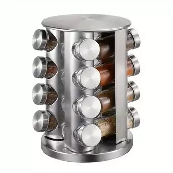 1 шт. кухонная банка для хранения из нержавеющей стали, вращающаяся подставка для специй, стеклянная бутылка, набор банок для специй, вращающаяся подставка для специй с 16 баночками
