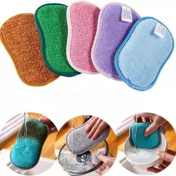 1 шт. кухонная губка для мытья посуды, не царапающая губка из микрофибры, скребок для кухонной домашней уборки, кастрюль, посудомоечных машин 1 PCS красный