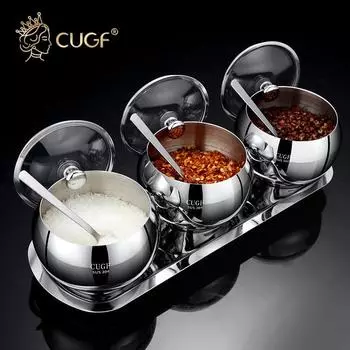 1 шт., кухонная коробка для приправ из нержавеющей стали 304, набор бутылок для приправ, коробка для хранения, бутылка для масла и соли, банка для приправ 3 PCS