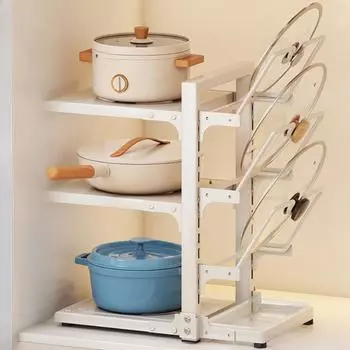 1 шт. Кухонная многоуровневая полка, нержавеющая сталь под раковиной, домашний шкафчик внутри полки, подставка для кастрюль, специальное место для хранения кастрюль и сковородок белый