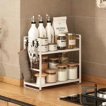 1 шт. кухонная полка для специй, без установки, столешница, узкая маленькая полка для специй на варочной панели, угловая настенная угловая полка для специй With hook белый