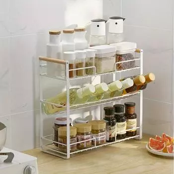1 шт. Кухонная полка, многоярусная полка для специй на домашнюю столешницу, органайзер для кухонной полки для специй на домашнюю столешницу белый