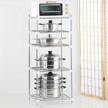 1 шт. кухонная полка, пять полок большой вместимости, многофункциональная напольная полка для кастрюль, подходит для кухни, гостиной и столовой
