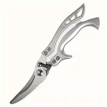 1 шт. Кухонные ножницы из нержавеющей стали, сверхострые, устойчивые к ржавчине, многоцелевые, для рыбы, мяса, курицы, фруктов, овощей, прочный эргономичный дизайн 1pc