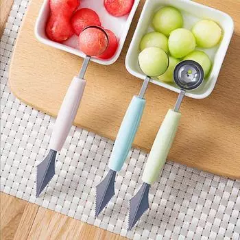 1 шт. Кухонные принадлежности, двойной нож из нержавеющей стали для нарезки фруктов, арбуза, мороженого, шариков, ложек, стеков, гаджетов для дома розовый