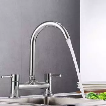 1 шт. кухонные принадлежности, смеситель для установки на палубе с 2 отверстиями, двухрычажный хромированный смеситель для горячей и холодной воды