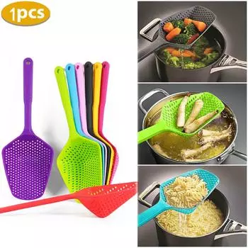 1 шт., кухонный большой совок, дуршлаг, термостойкое ситечко для макарон, пластиковый совок для льда чёрный