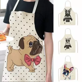1 шт. кухонный бытовой противообрастающий фартук для взрослых без рукавов из полиэстера с рисунком собаки и животного комбинезон с принтом