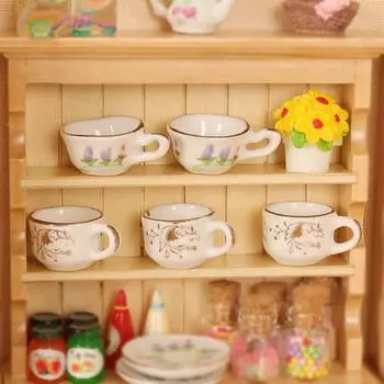 1 шт. кукольный домик миниатюрная тарелка узорчатая керамическая чашка тарелка столовая посуда модель кухни декор игрушка кукольный домик аксессуары