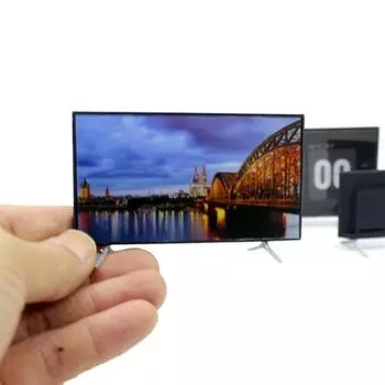 1 шт. кукольный домик миниатюрный самодельный широкоэкранный телевизор с кронштейном основание плоский ЖК-телевизор классическая ролевая игрушка для детей