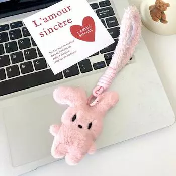 1 шт., кукольный орнамент, подвесной комплект, мультяшные мобильные аксессуары, милый кулон в виде кролика, плюшевая меховая пряжка для ключей